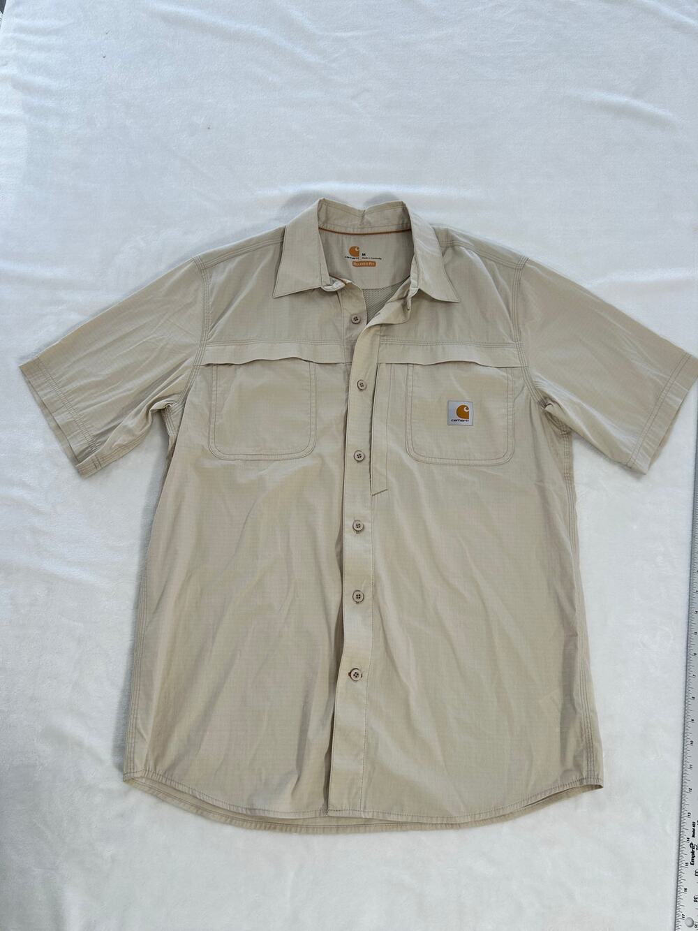 Carhart Relaxed Fit Force Button Up Fishing Shirt Men's Med Excellent Condition!